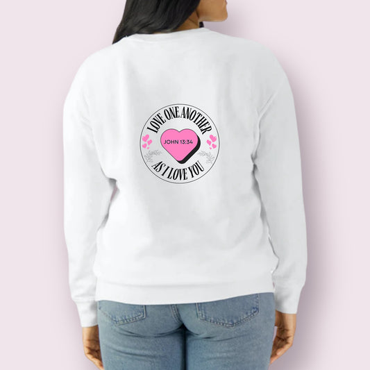 White "Love One Another" Crewneck Unisex